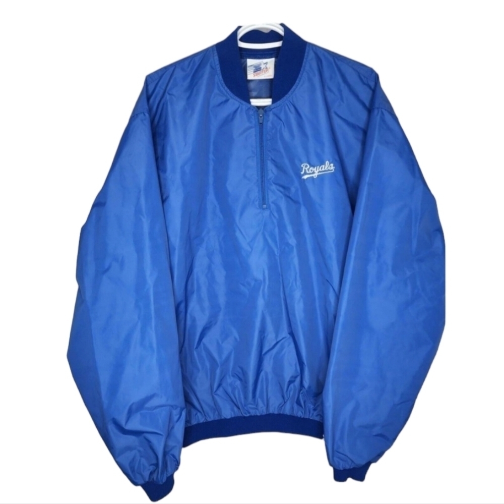 STARTER 80s Kansas City Royals MLB Nylon Quarter Zip Pullover Jacket Sz XL